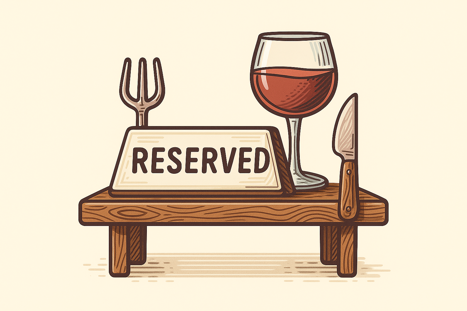 Reserved dining table illustration